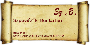 Szpevák Bertalan névjegykártya